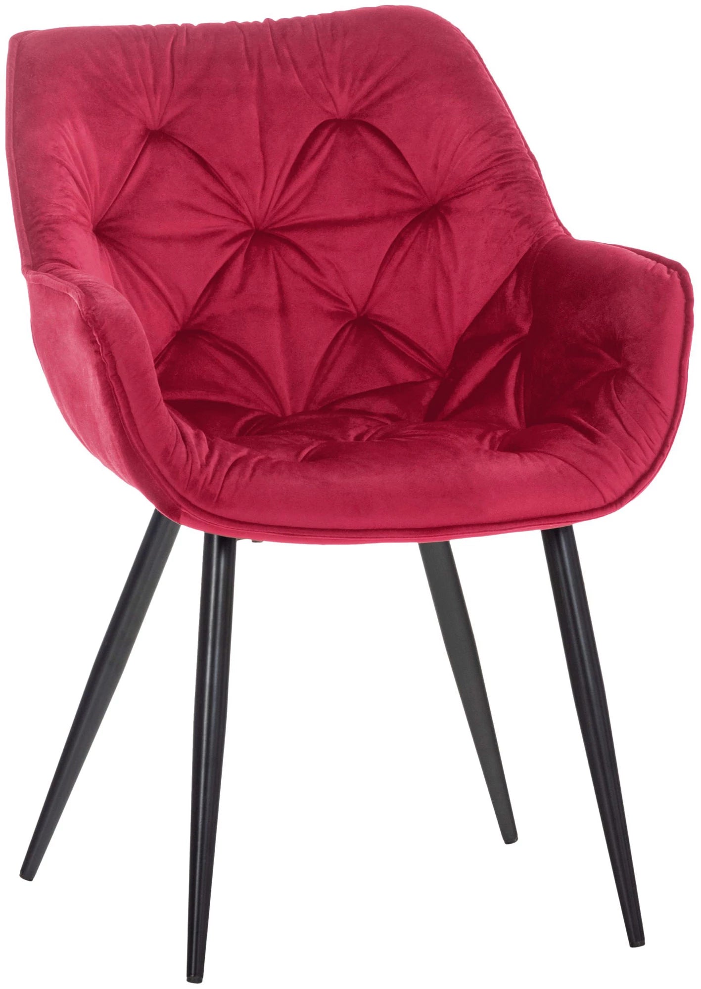 In And OutdoorMatch Eetkamerstoelen Cherise - Rood - Set van 2 - Fluweel - Hoogwaardige bekleding - Luxe eetkamerstoel - Stijlvolle uitstraling Eetkamerstoel