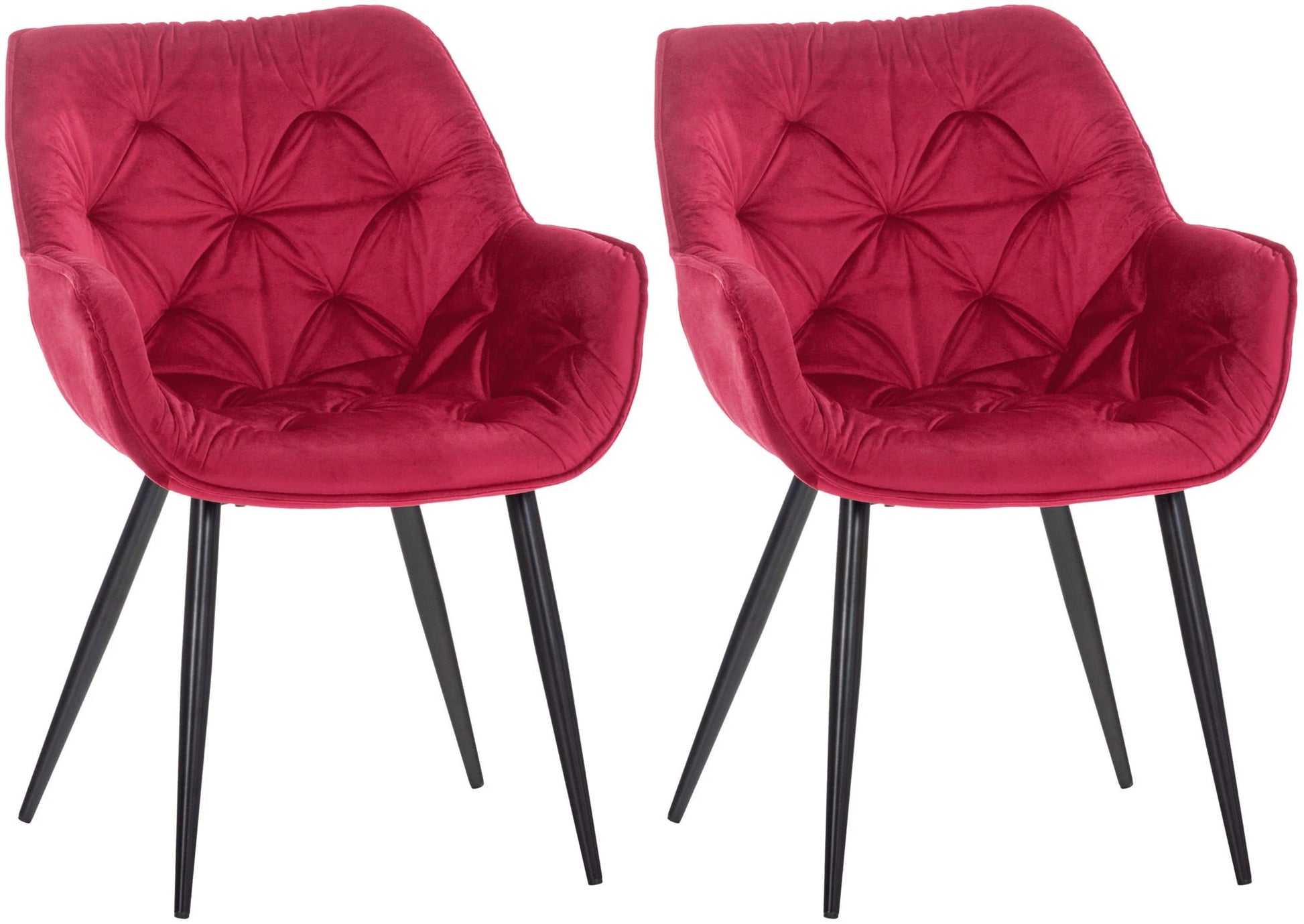 In And OutdoorMatch Eetkamerstoelen Cherise - Rood - Set van 2 - Fluweel - Hoogwaardige bekleding - Luxe eetkamerstoel - Stijlvolle uitstraling Eetkamerstoel