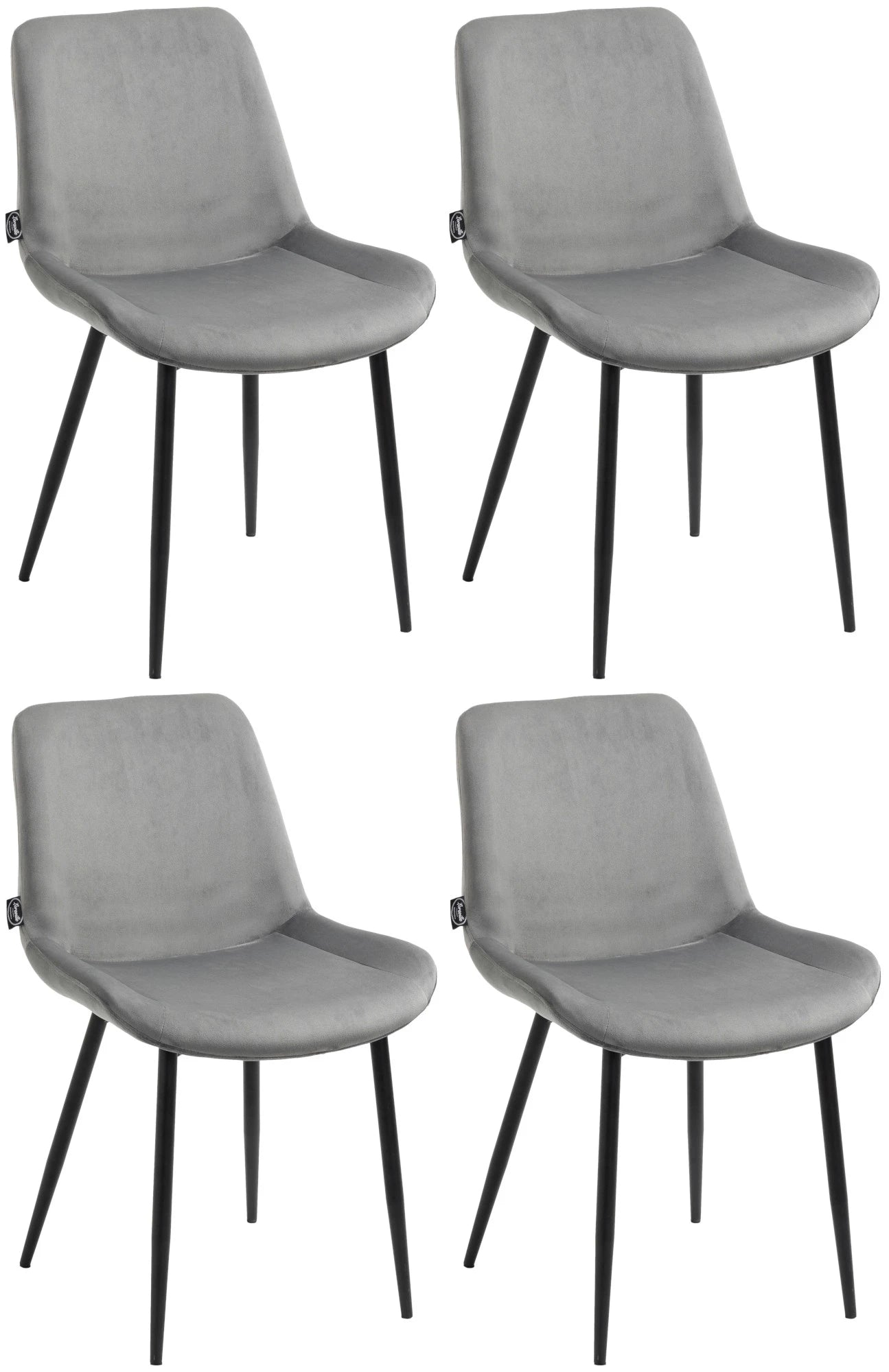 In And OutdoorMatch Eetkamerstoelen Elisa - Grijs - Set van 4 - Fluweel - Hoge kwaliteit bekleding - Stijlvolle eetkamerstoelen - Luxe uitstraling Eetkamerstoel