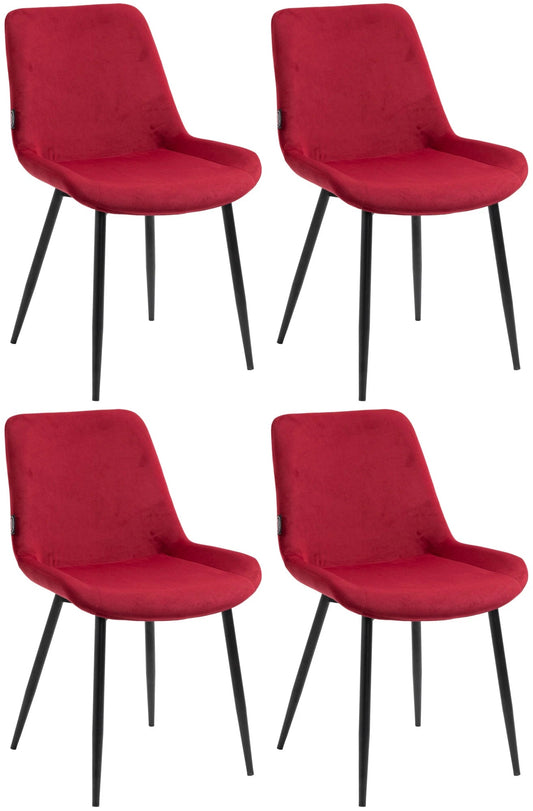 In And OutdoorMatch Eetkamerstoelen Gaby - Rood - Set van 4 - Fluweel - Hoge kwaliteit bekleding - Stijlvolle eetkamerstoelen - Luxe uitstraling Eetkamerstoel