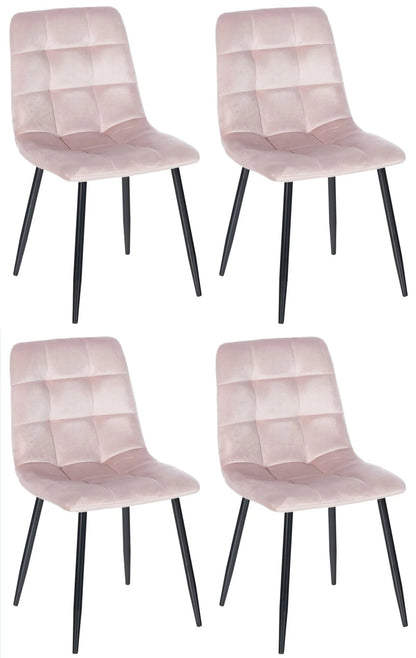 In And OutdoorMatch Eetkamerstoelen Geraldine - Roze - Set van 4 - Fluweel - Hoogwaardige bekleding - Opvallende eetkamerstoel - Gezellige eetkamerstoel - Stijlvolle uitstraling Eetkamerstoel