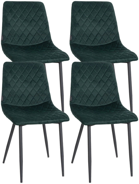 In And OutdoorMatch Eetkamerstoelen Jacinth - Groen - Set van 4 - Fluweel - Hoge kwaliteit bekleding - Luxe eetkamerstoelen - Stijlvolle uitstraling Eetkamerstoel