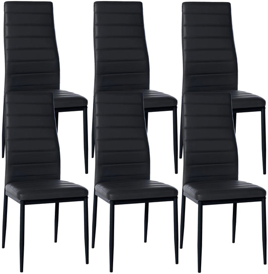 In And OutdoorMatch Eetkamerstoelen Jimmy - Zwart - Set van 6 - Kunstleer - Hoogwaardige bekleding - Luxe eetkamerstoelen - Stijlvolle uitstraling Eetkamerstoel