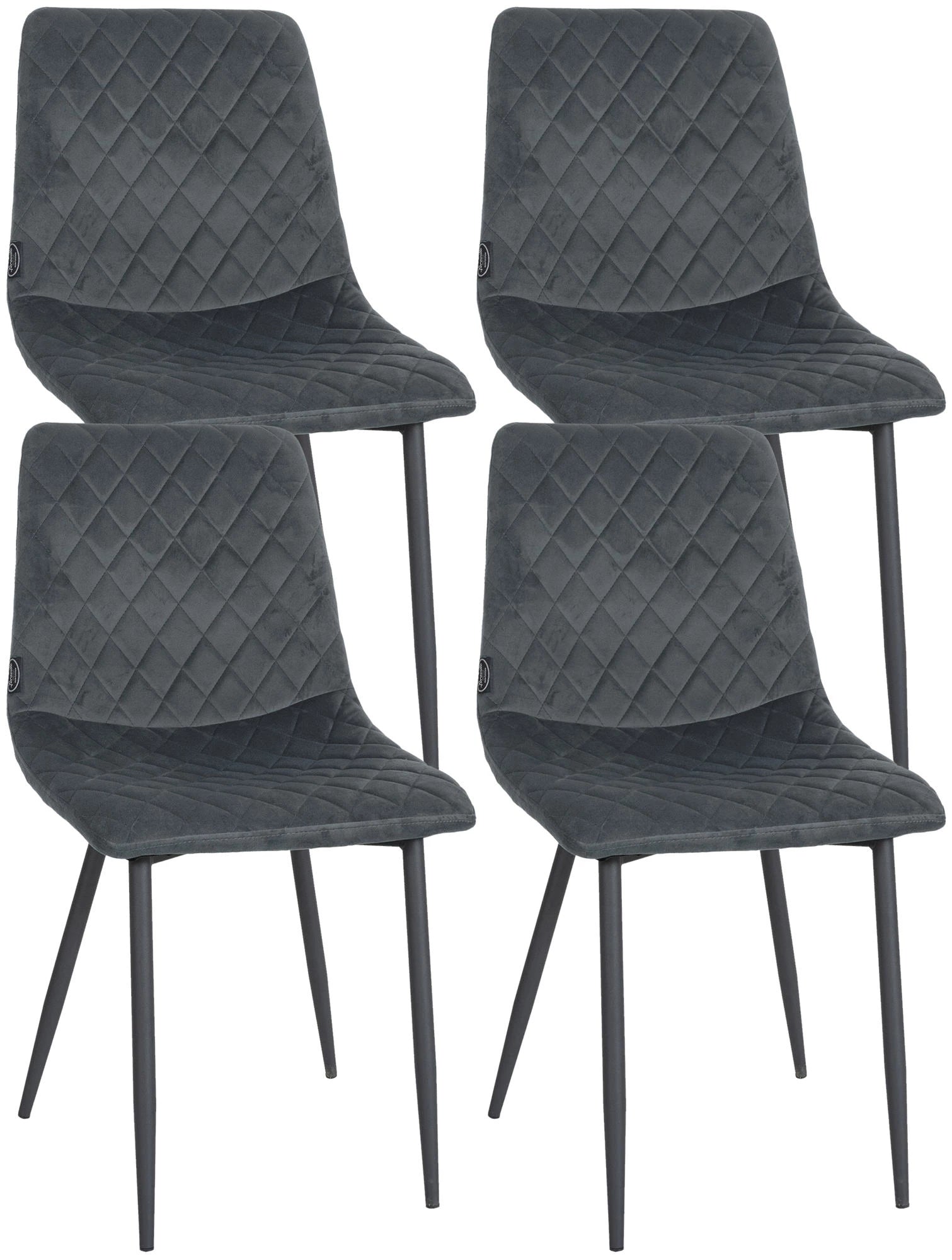 In And OutdoorMatch Eetkamerstoelen Laurinda - Grijs - Set van 4 - Fluweel - Hoogwaardige bekleding - Luxe eetkamerstoelen - Stijlvolle uitstraling Eetkamerstoel