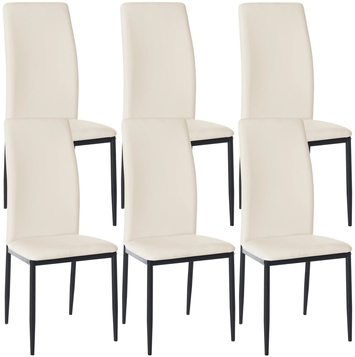 In And OutdoorMatch Eetkamerstoelen Luke - Set van 6 - Kunstleer - Hoogwaardige bekleding - Luxe eetkamerstoelen - Moderne uitstraling Eetkamerstoel