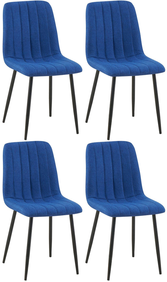 In And OutdoorMatch Eetkamerstoelen Madeline - Blauw - Set van 4 - Stof - Hoge kwaliteit bekleding - Decoratieve eetkamerstoel - Stabiel metalen frame Eetkamerstoel