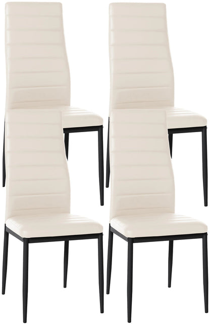 In And OutdoorMatch Eetkamerstoelen Sloan - Crème - Set van 4 - Kunstleer - Hoogwaardige bekleding - Luxe eetkamerstoelen - Stijlvolle uitstraling Eetkamerstoel