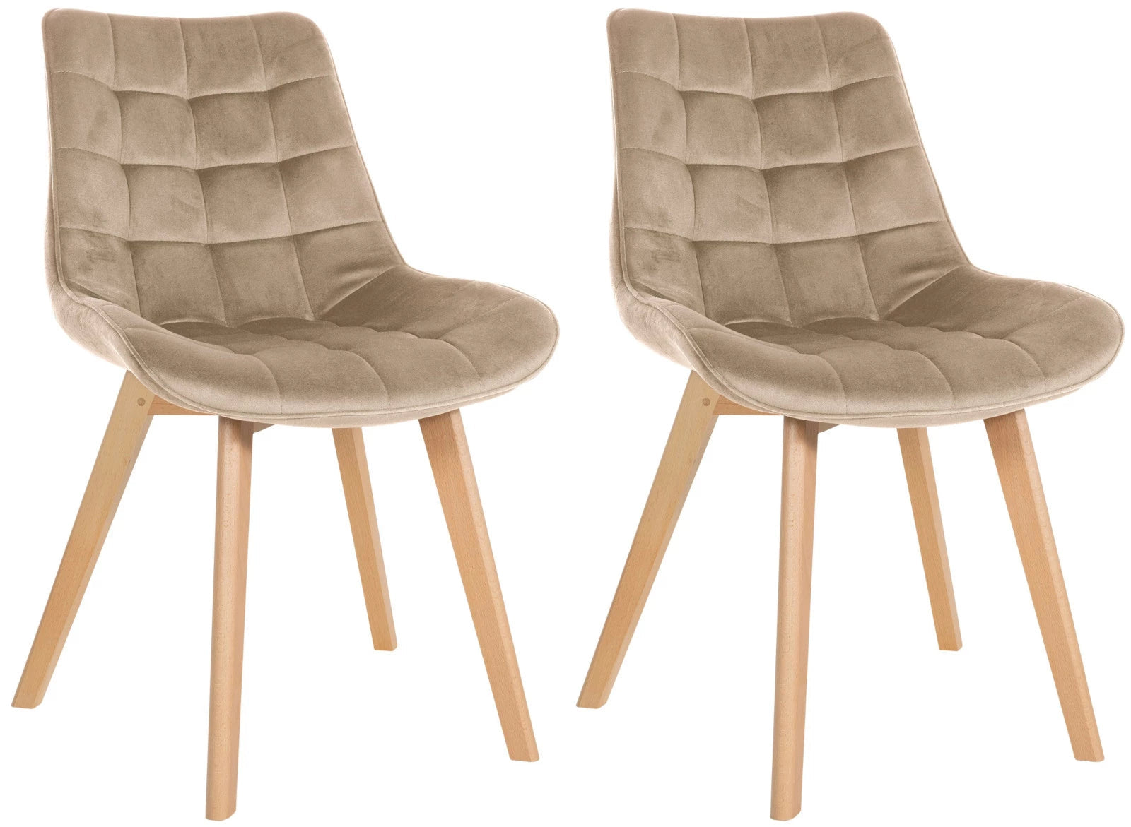 In And OutdoorMatch Eetkamerstoelen Tammie - Beige - Set van 2 - Fluweel - Hoge kwaliteit bekleding - Deluxe Eetkamerstoelen - Exclusieve Look Eetkamerstoel