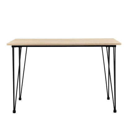 In And OutdoorMatch Eettafel Fulvia - 120x70x75 cm - MDF en Staal - Eikenkleurig - Elegante en Minimalistische Tafel Eettafel/ Eetkamertafel