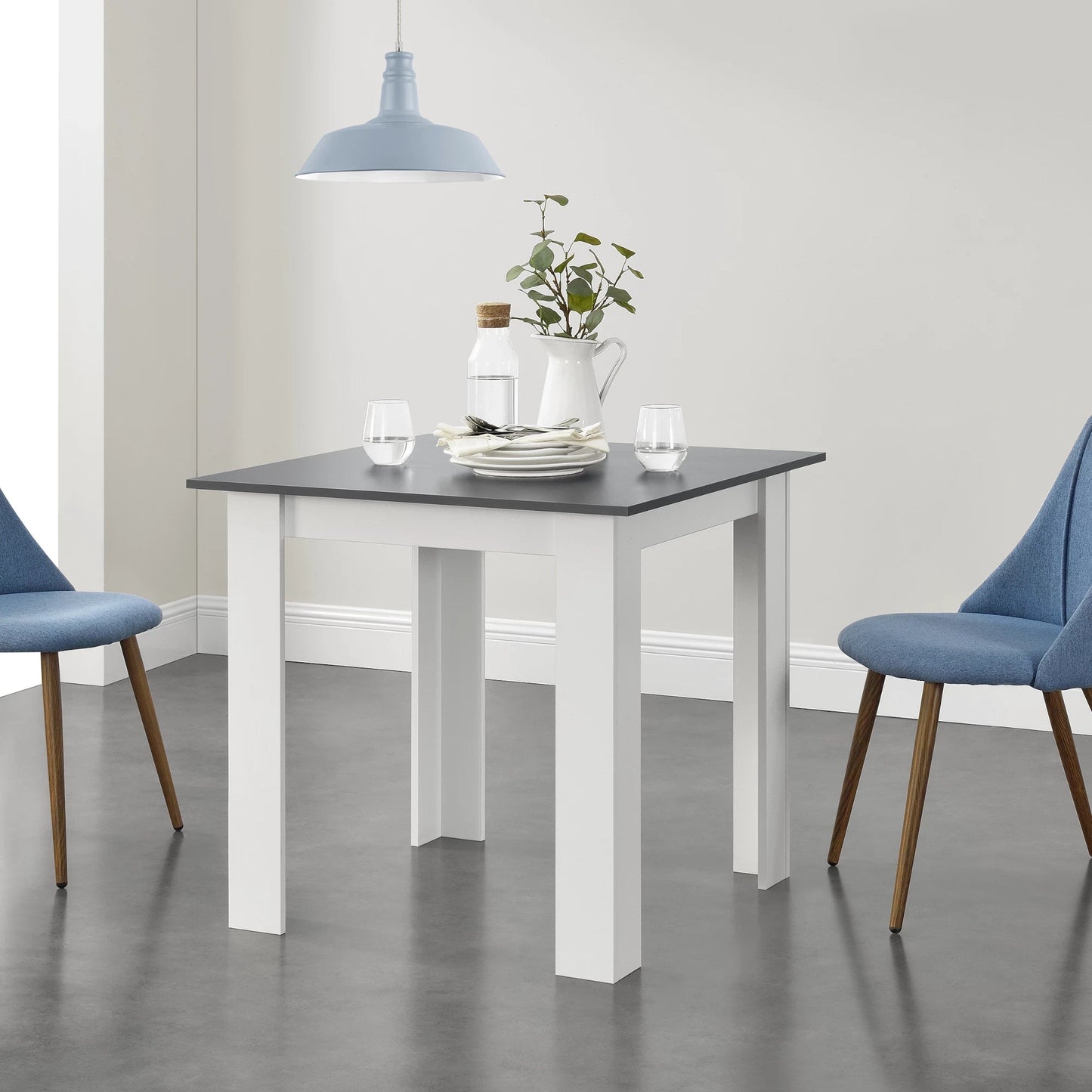 In And OutdoorMatch Eettafel Maribel - Vierkant - 80x80x76 cm - Donkergrijs en Wit - Modern Design Eettafel/ Eetkamertafel