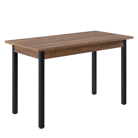 In And OutdoorMatch Elegante Eettafel Stevie - 120x60x75 cm - Walnootkleurig en Zwart - Modern Design Eettafel/ Eetkamertafel