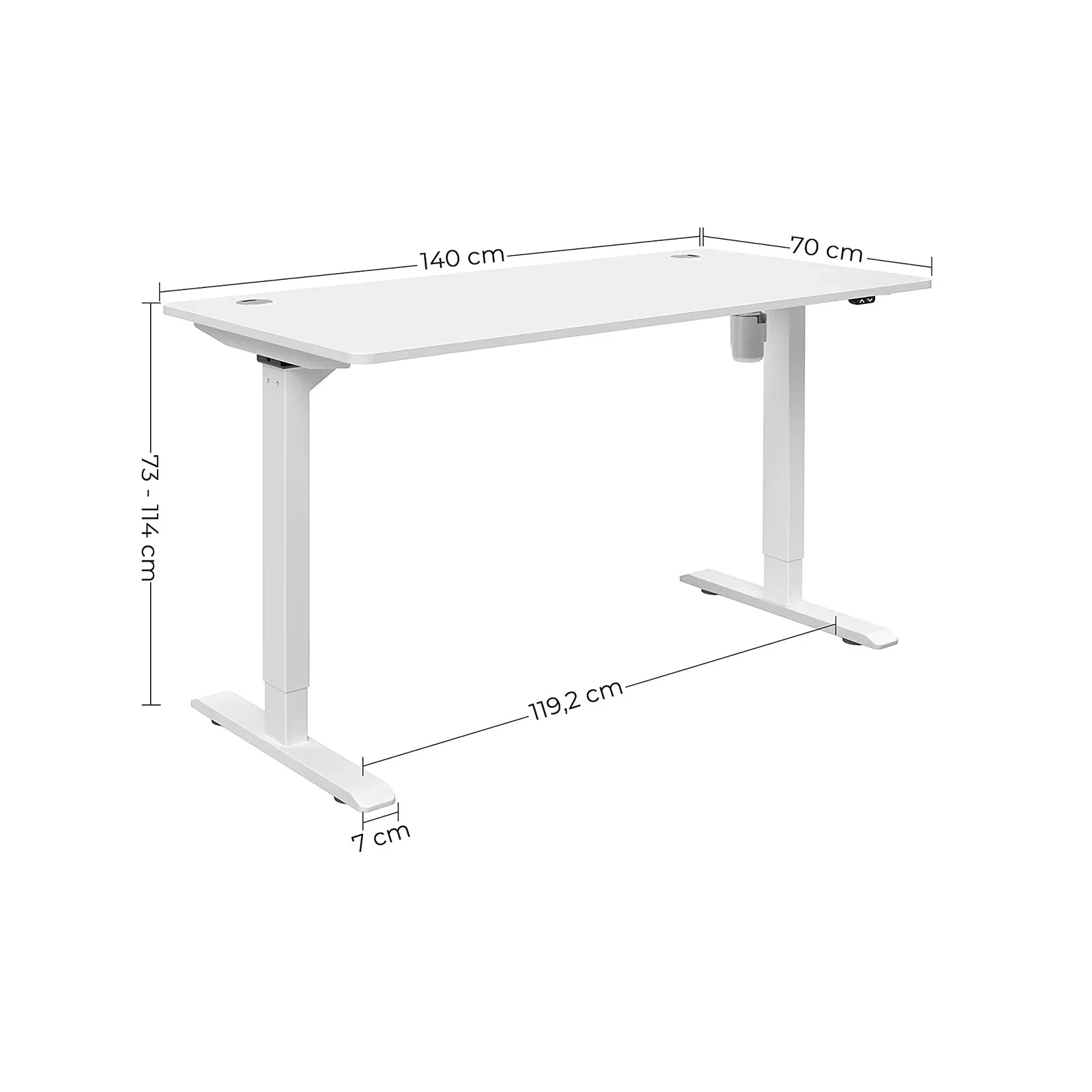 In And OutdoorMatch Elektrisch zit-sta bureau Rowina - Hoogte verstelbaar 73-114cm - Industrieel - 100kg draagvermogen - 70x140cm Desk