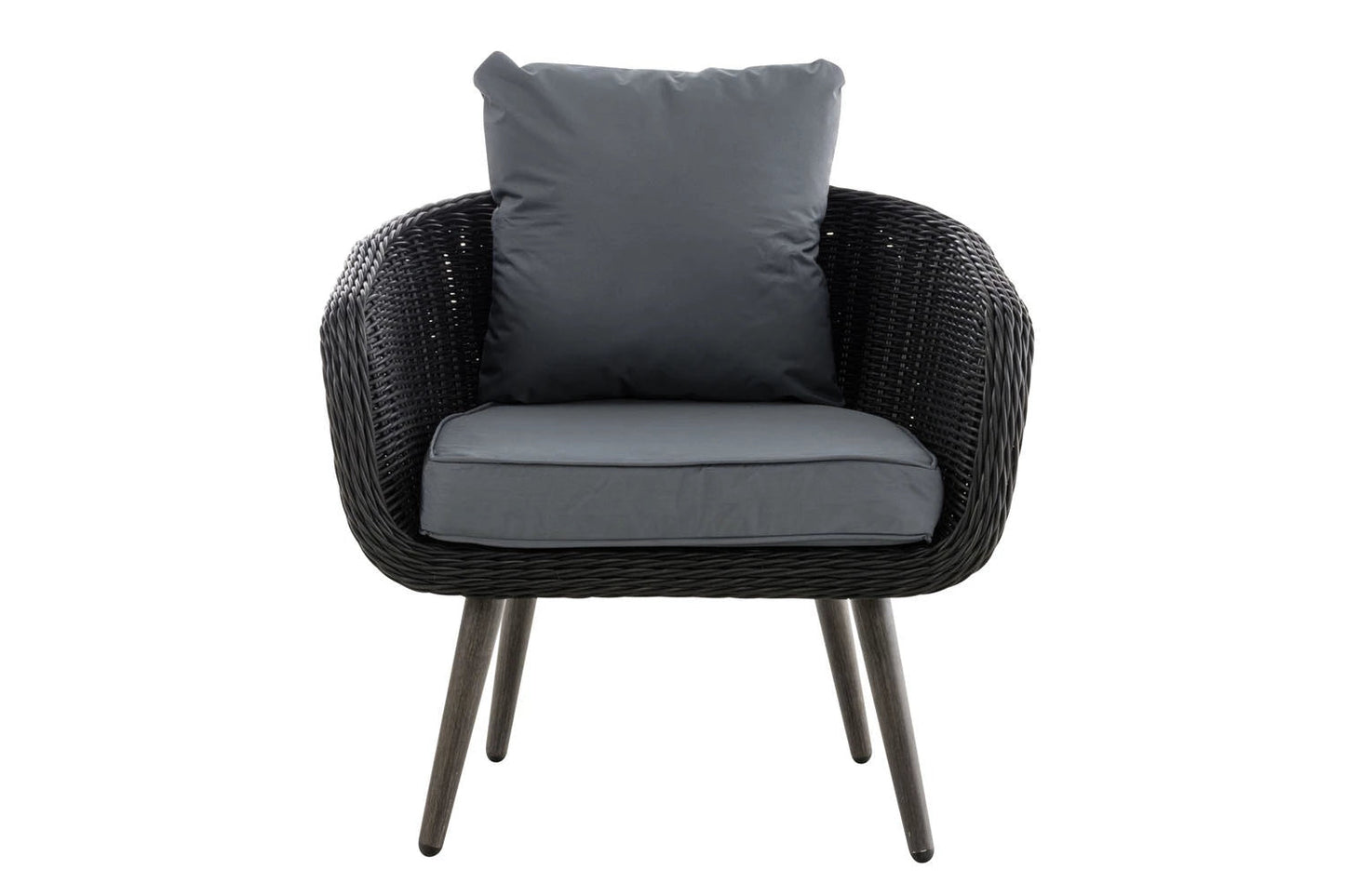 In And OutdoorMatch Fauteuil Carly - Donkergrijs - 40 cm - Weerbestendig - Polyrattan en aluminium - Scandinavische stijl - Hoogwaardige bekleding - Voor binnen en buiten Garden Chair