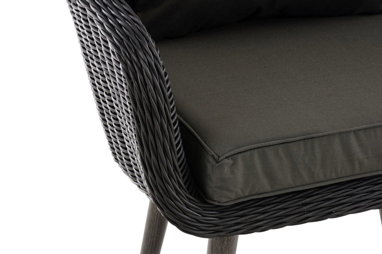 In And OutdoorMatch Fauteuil Diann - Donkergrijs en Antraciet - 40 cm - Weerbestendig - Polyrattan en aluminium - Scandinavische stijl - Hoogwaardige bekleding - Voor binnen en buiten Garden Chair