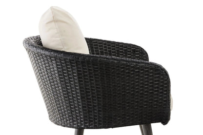 In And OutdoorMatch Fauteuil Joeri - Donkergrijs en Crèmewit - 40 cm - Weerbestendig - Polyrattan en aluminium - Scandinavische stijl - Hoogwaardige bekleding - Voor binnen en buiten Garden Chair