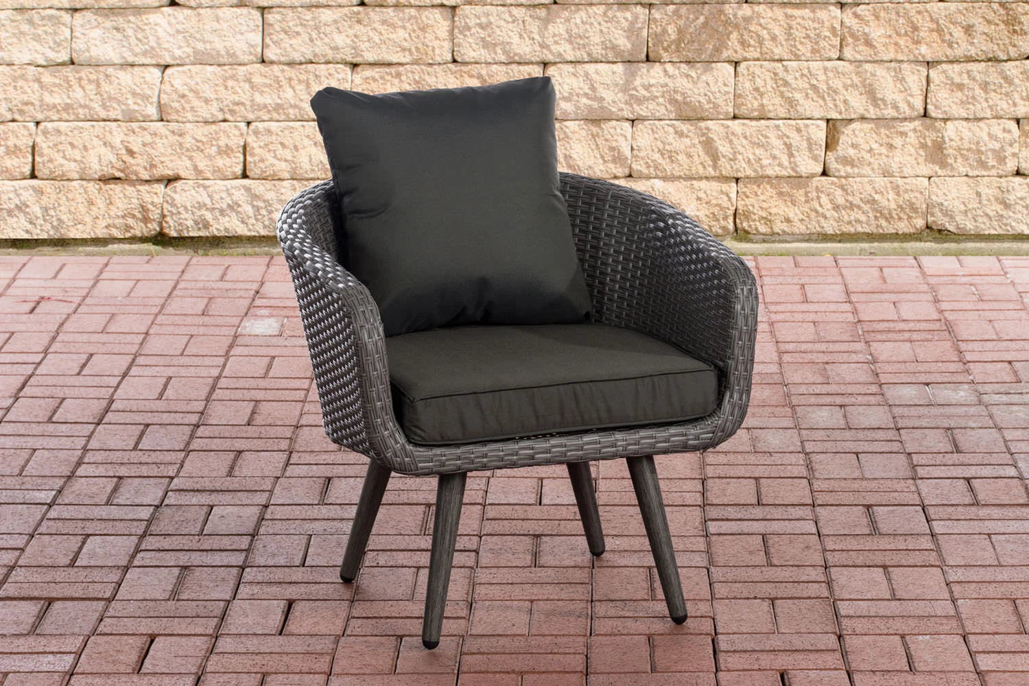 In And OutdoorMatch Fauteuil Marni - Antraciet - 40 cm - Weerbestendig - Polyrattan en aluminium - Scandinavische stijl - Hoogwaardige bekleding - Voor binnen en buiten Garden Chair