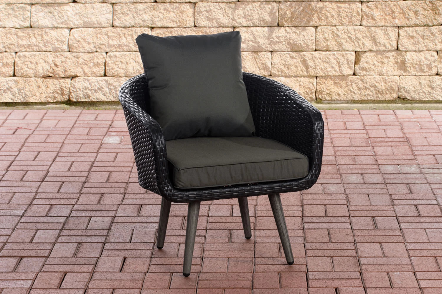 In And OutdoorMatch Fauteuil Meryl - Antraciet - 40 cm - Weerbestendig - Polyrattan en aluminium - Scandinavische stijl - Hoogwaardige bekleding - Voor binnen en buiten Garden Chair