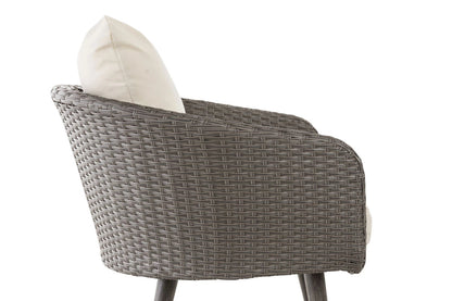 In And OutdoorMatch Fauteuil Ness - Crèmewit en Donkergrijs - 40 cm - Weerbestendig - Polyrattan en aluminium - Scandinavische stijl - Hoogwaardige bekleding - Voor binnen en buiten Garden Chair