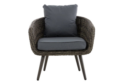 In And OutdoorMatch Fauteuil Porfirio - Donkergrijs - 40 cm - Weerbestendig - Polyrattan en aluminium - Scandinavische stijl - Hoogwaardige bekleding - Voor binnen en buiten Garden Chair