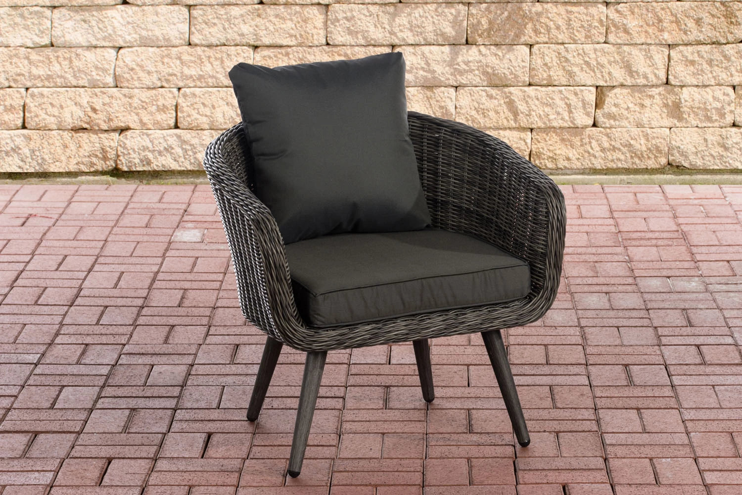 In And OutdoorMatch Fauteuil Ronnie - Donkergrijs - 40 cm - Weerbestendig - Polyrattan en aluminium - Scandinavische stijl - Hoogwaardige bekleding - Voor binnen en buiten Garden Chair