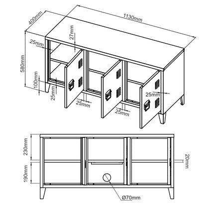 In And OutdoorMatch Freddie-meubel Rocio - Metaal - 58x113x40 cm - Wit - Stijlvol design TV cabinet