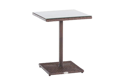 In And OutdoorMatch Glastafel Norris - Bijzettafel - Tuintafel rotan wicker - Bruin - Salontafel - 59x59x72cm Garden Table