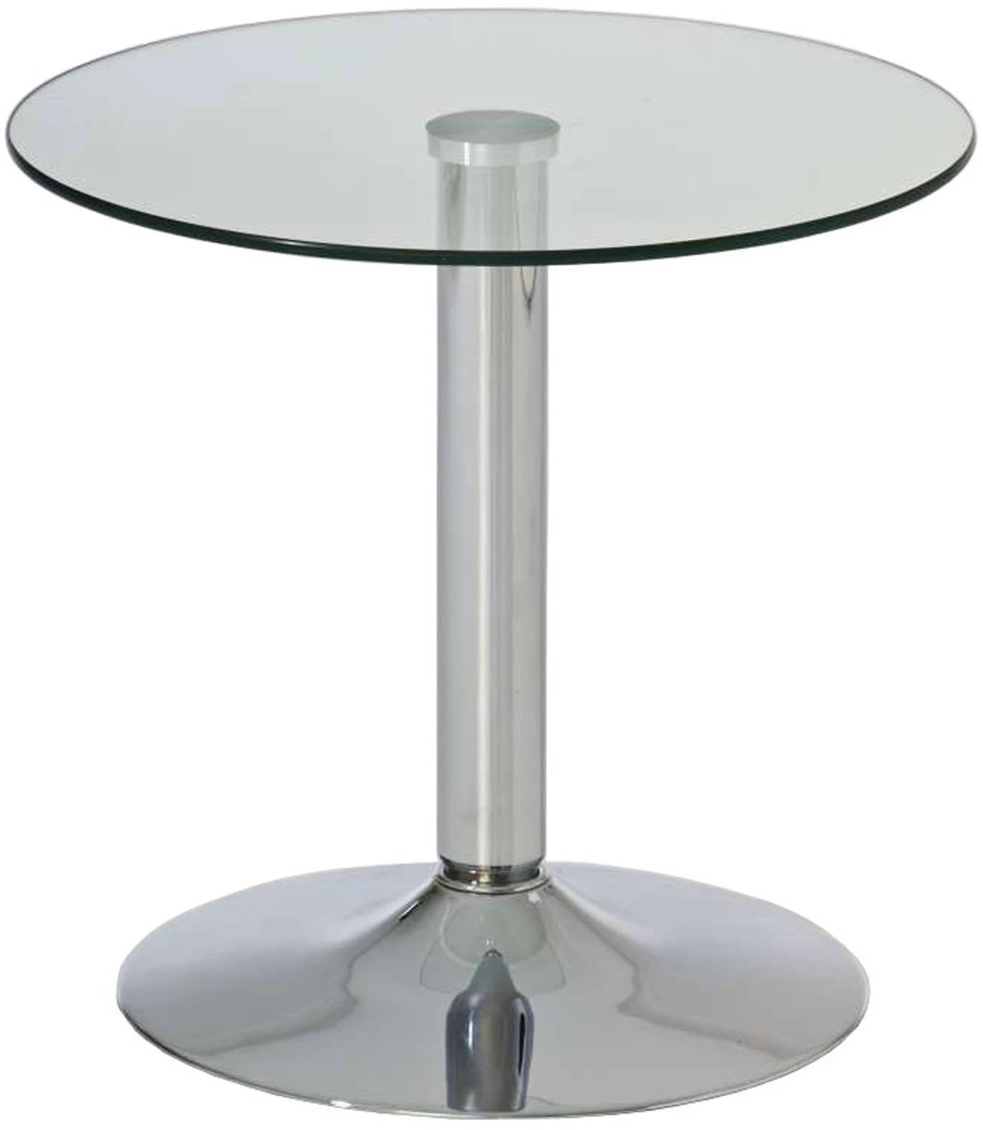 In And OutdoorMatch Glazen Tafel Stephani - Ø 50 cm - Glas en Metaal - Chroomlook - Opvallend design Bar table