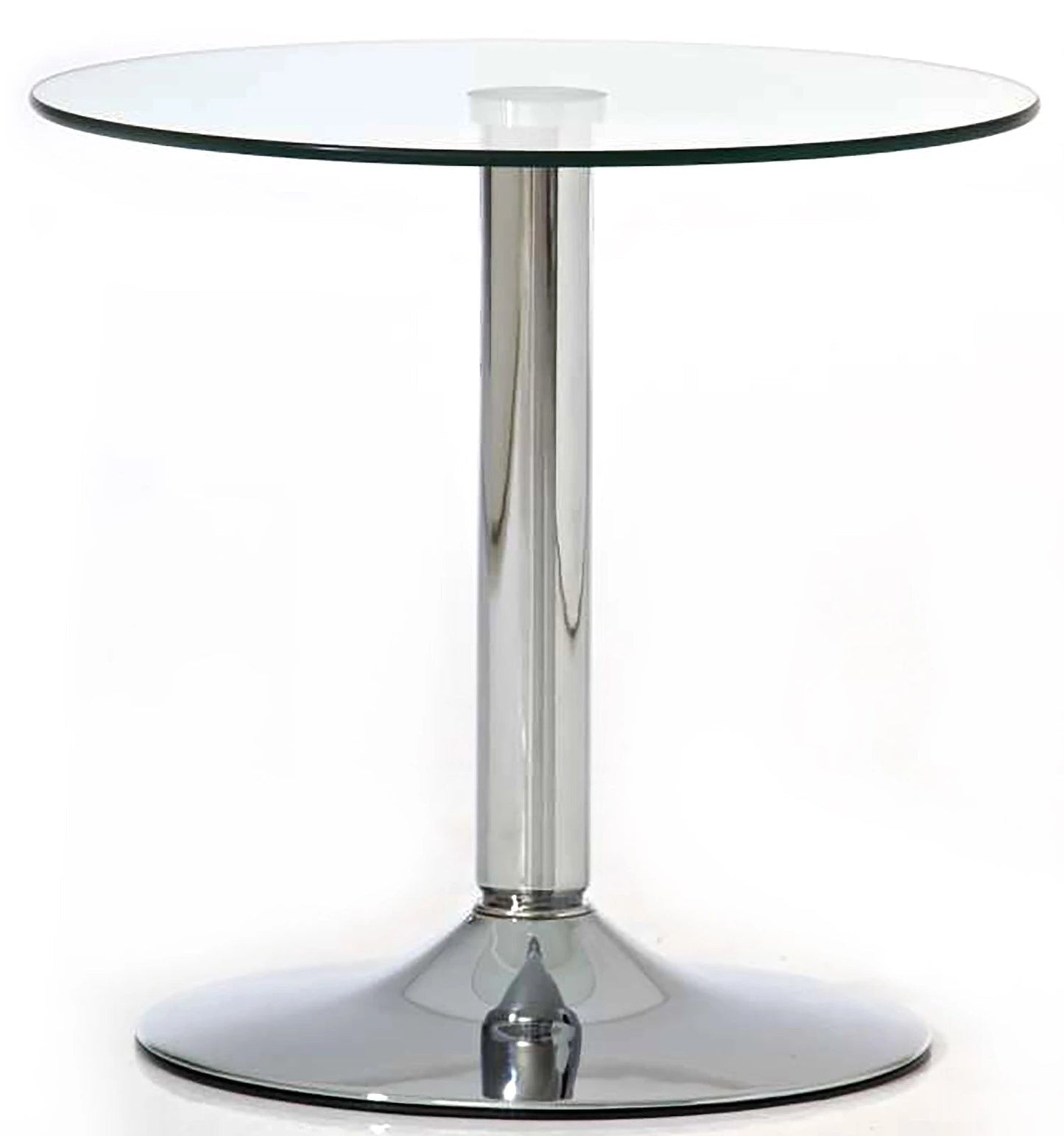 In And OutdoorMatch Glazen Tafel Stephani - Ø 50 cm - Glas en Metaal - Chroomlook - Opvallend design Bar table