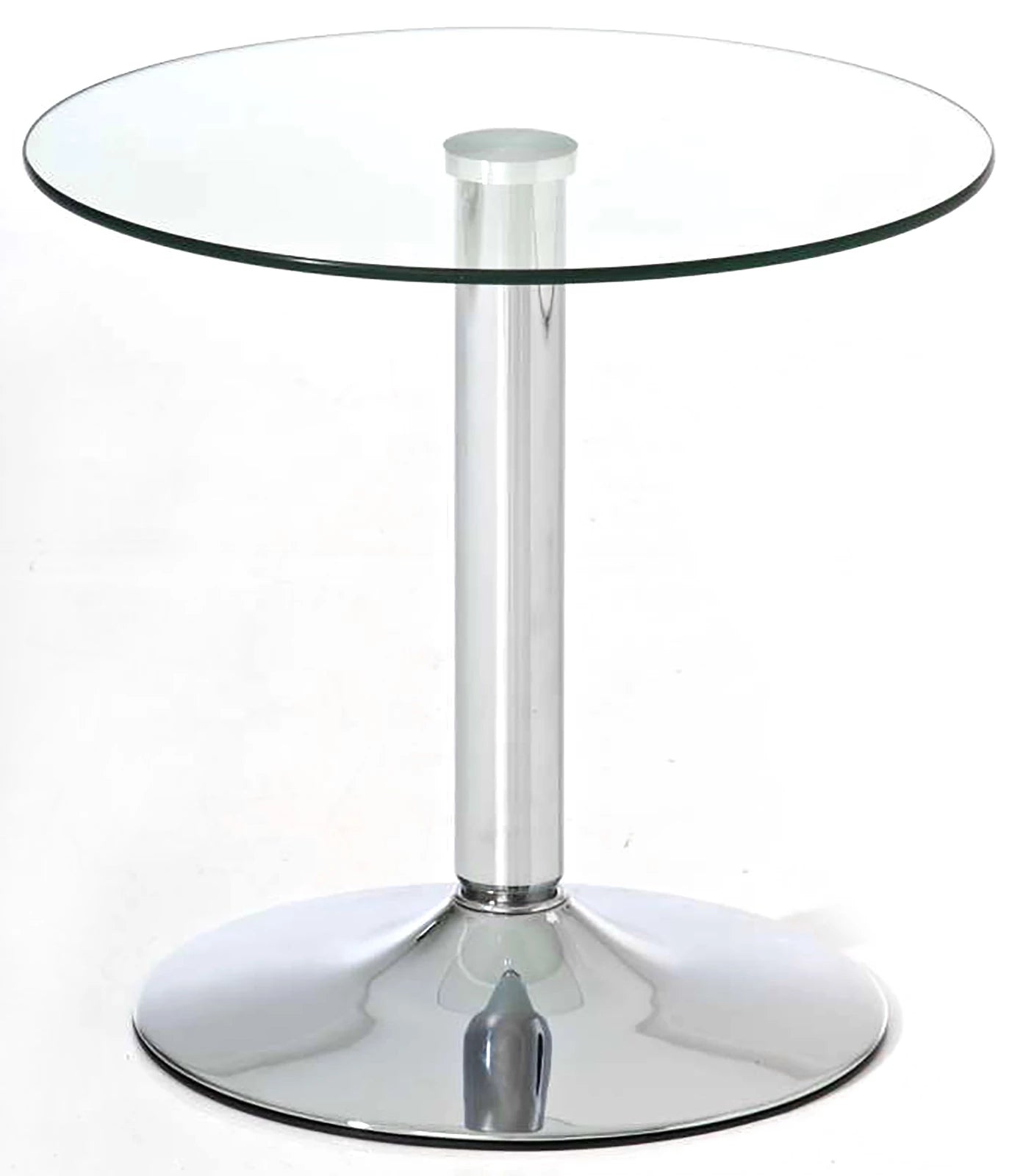 In And OutdoorMatch Glazen Tafel Stephani - Ø 50 cm - Glas en Metaal - Chroomlook - Opvallend design Bar table