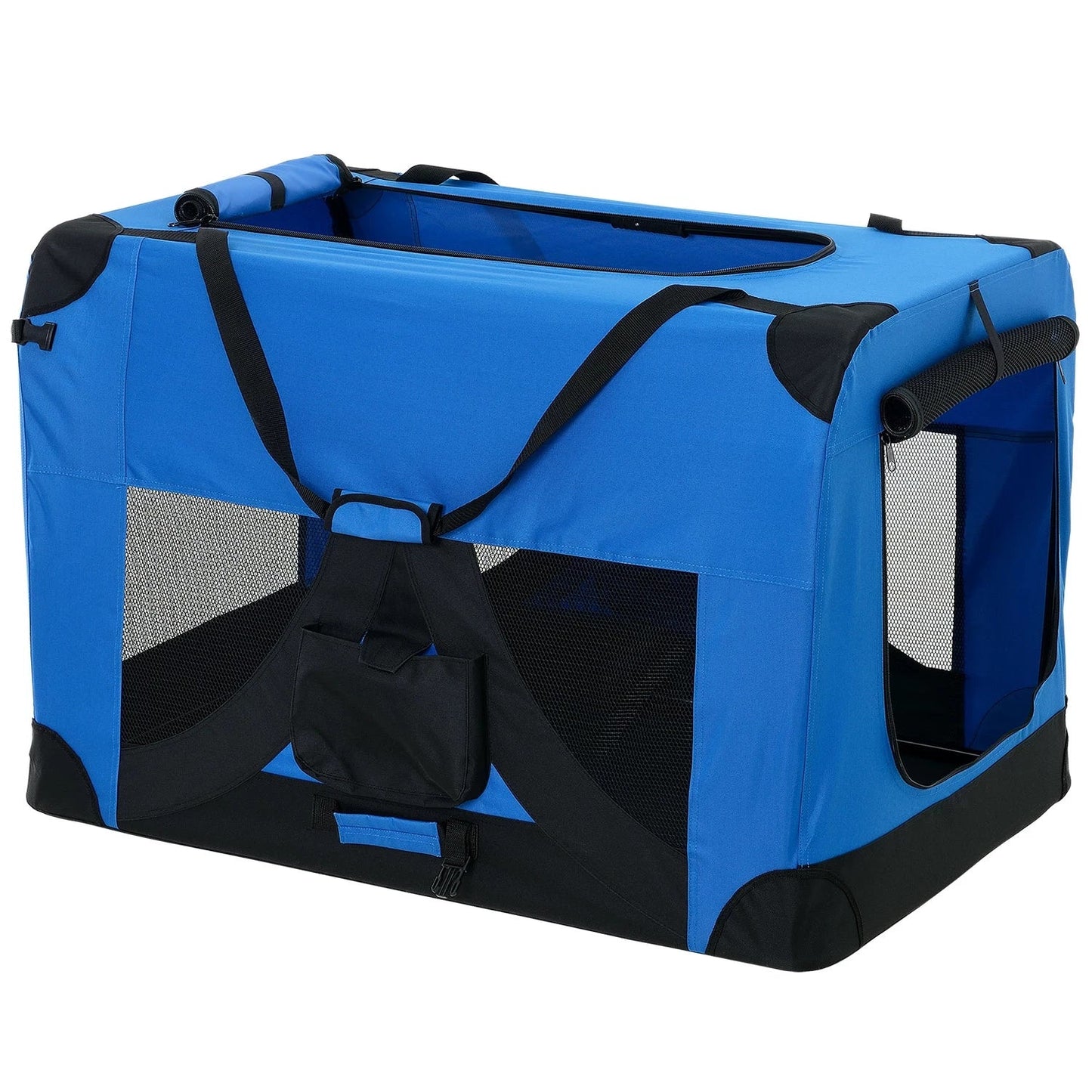 In And OutdoorMatch Hondenbank Shaquille - Kattenbank - Huisdierenbank - Reisbank - Stof en Metaal - 60x42x42 cm - Blauw Honden Bench