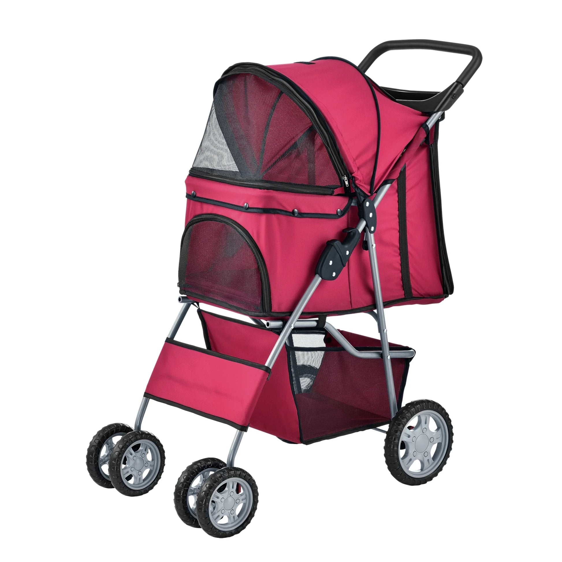 In And OutdoorMatch Hondenbuggy Zion - Met 4 wielen - 73x46x100 cm max. 15 kg - Rood Pram