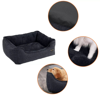 In And OutdoorMatch Hondenkussen Jerry - 90x75cm - Soft Pluche - Donkergrijs - Hondenmand - Pluche - Orthopedische Hondenkussens Honden bed