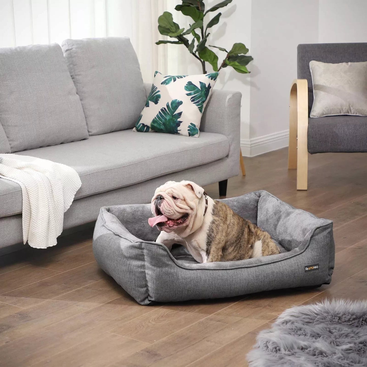 In And OutdoorMatch Hondenkussen Marlon - Grijs - Hondenbed 90x75x25cm - Wasbaar - Zacht - Orthopedische Hondenkussens Honden bed