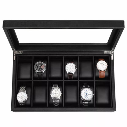 In And OutdoorMatch Horlogedoos Brian - Horlogedoos Opbergdoos - Sieradendoos - Heren - 12 stuks - 36x9x21cm Horloge doos