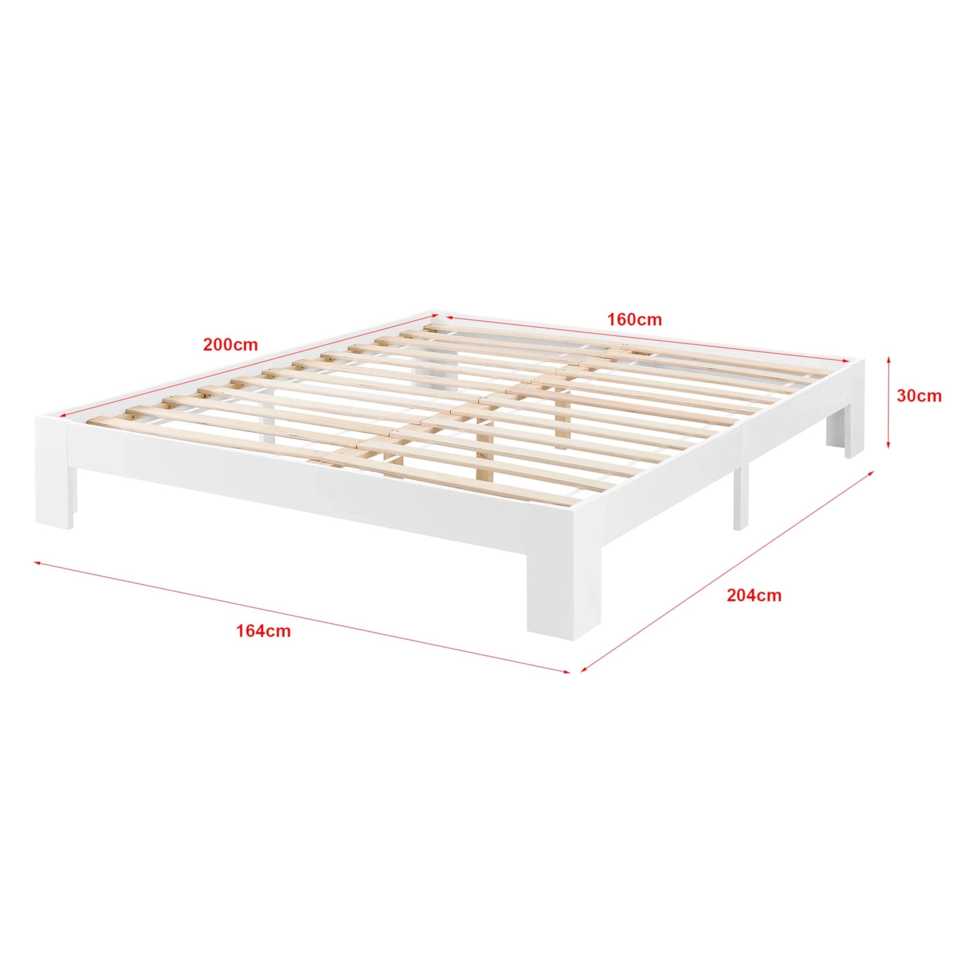 In And OutdoorMatch Houten Bed Antonetta - Met Bedbodem en Matras - 160x200 cm - Wit - Gemaakt in de EU - Slijtvast bed twee personen