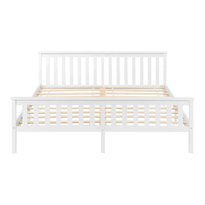 In And OutdoorMatch Houten Bed Craig - Met Bedbodem en Matras - 180x200 cm - Wit - Made in the EU - Slijtvast bed twee personen