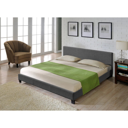 In And OutdoorMatch Houten Bed Emmanuel - Stof - Met Bedbodem - 180x200 cm - Donkergrijs - Modern Design bed twee personen