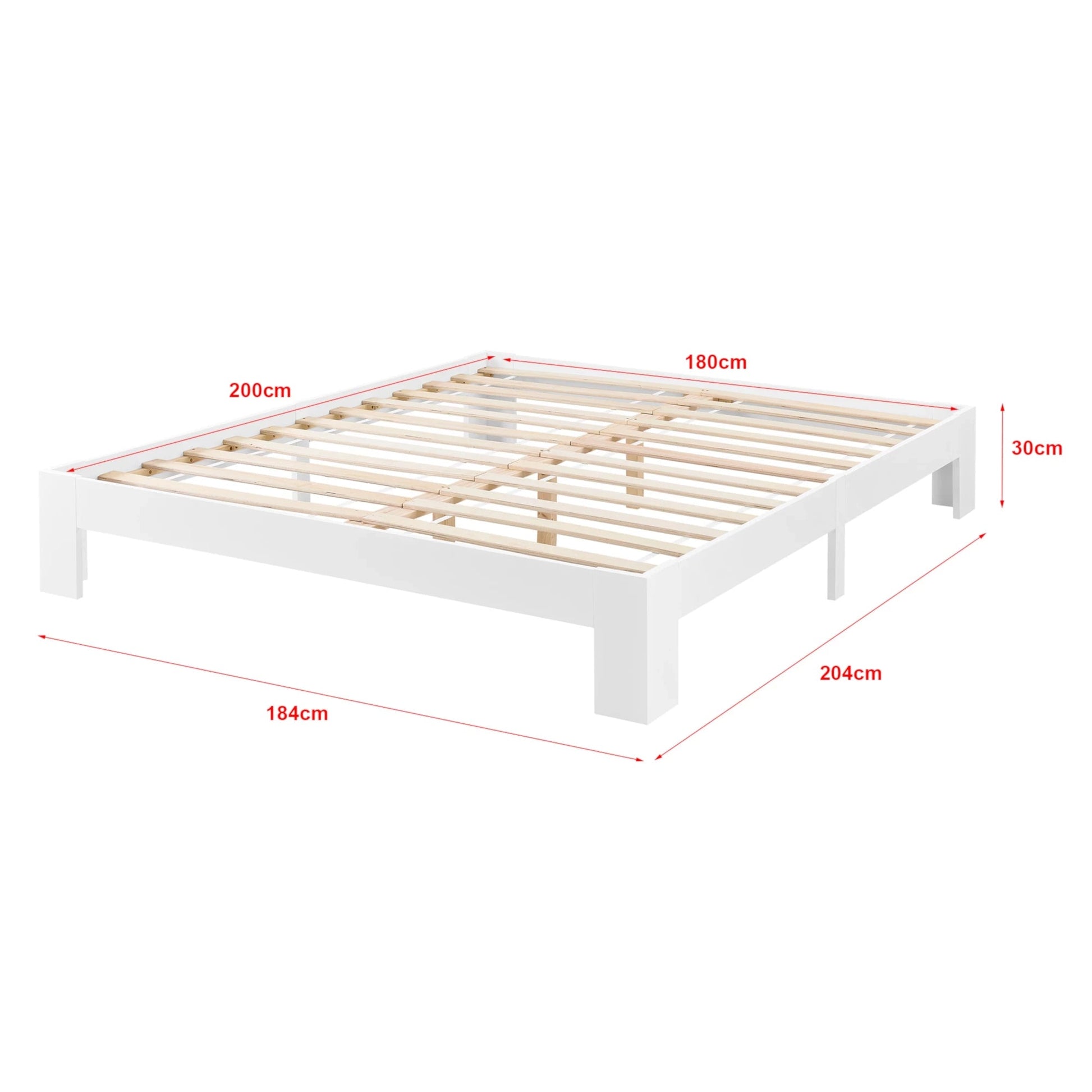 In And OutdoorMatch Houten Bed Philip - Met Bedbodem en Matras - 180x200 cm - Wit - Gemaakt in de EU - Slijtvast bed twee personen