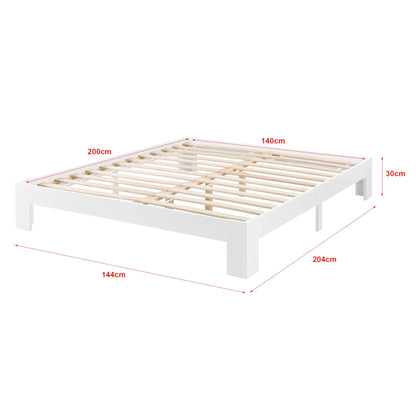 In And OutdoorMatch Houten Bed Santa - Grenen - Met Matras - 140x200 cm - Wit - Gemaakt in de EU - Slijtvast bed twee personen