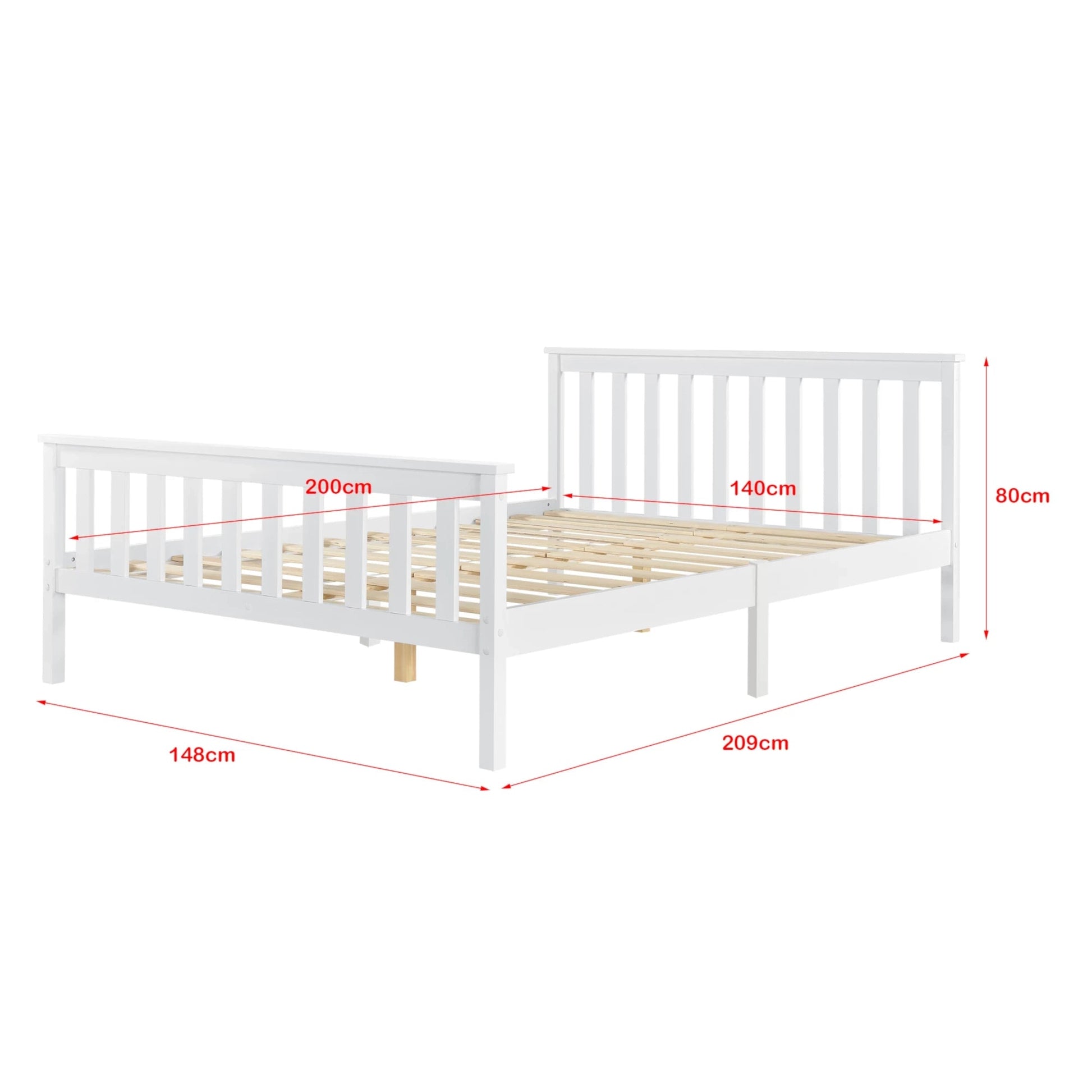 In And OutdoorMatch Houten Bed Stefan - Grenen - Met Matras - 140x200 cm - Wit - Gemaakt in de EU - Slijtvast bed twee personen