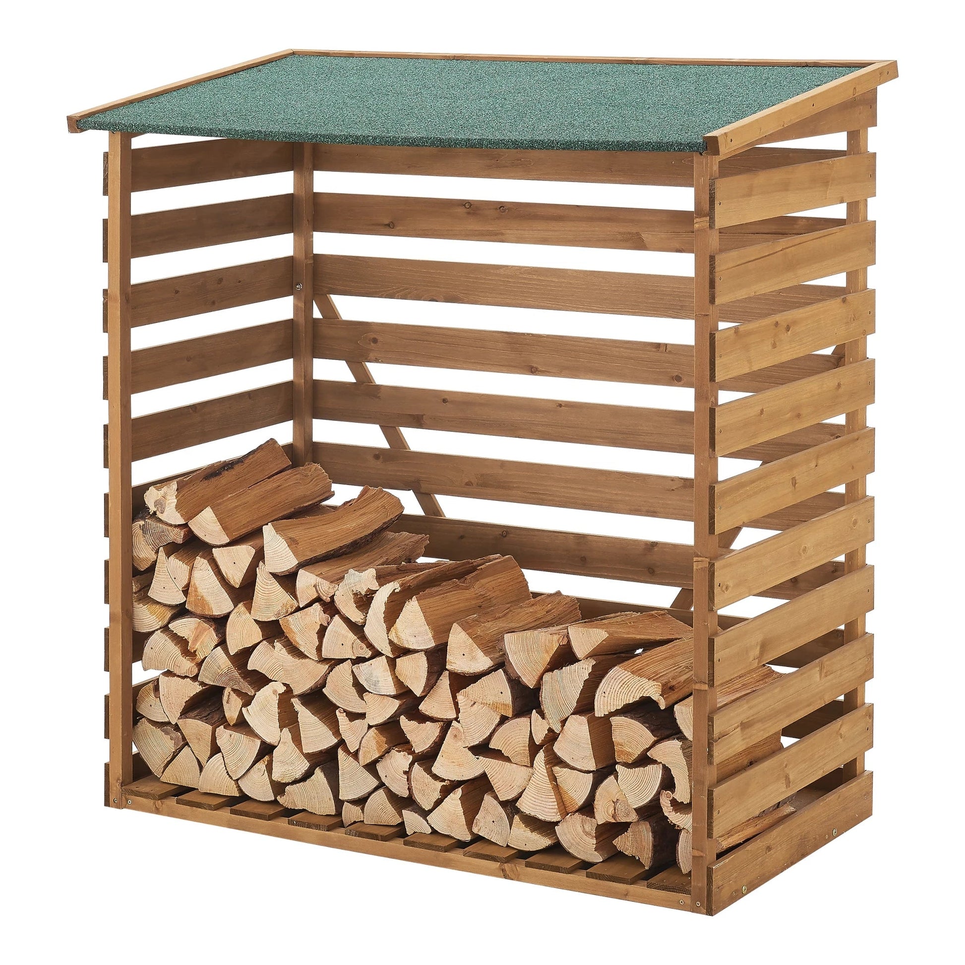 In And OutdoorMatch Houten Brandhoutrek Adella - Houtopslag - 116x64x123 cm - Grenen en Bitumen - Klassiek Design storage rack