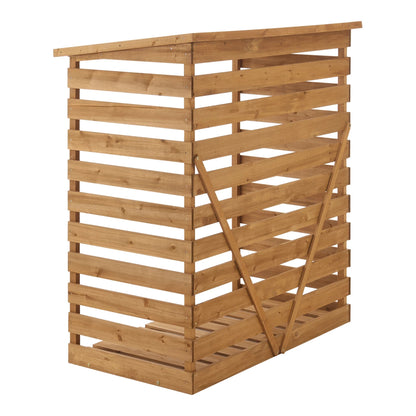 In And OutdoorMatch Houten Brandhoutrek Adella - Houtopslag - 116x64x123 cm - Grenen en Bitumen - Klassiek Design storage rack