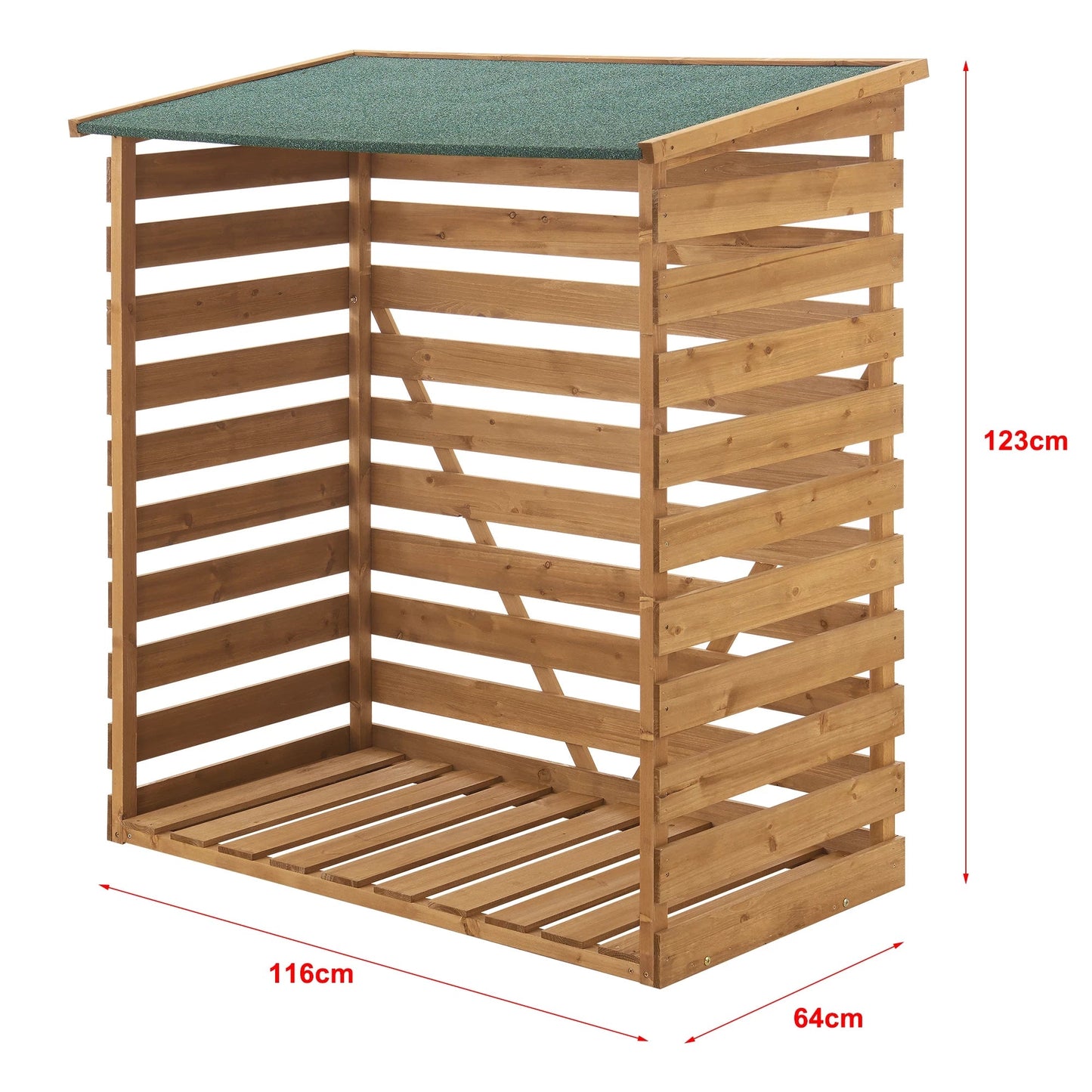 In And OutdoorMatch Houten Brandhoutrek Adella - Houtopslag - 116x64x123 cm - Grenen en Bitumen - Klassiek Design storage rack