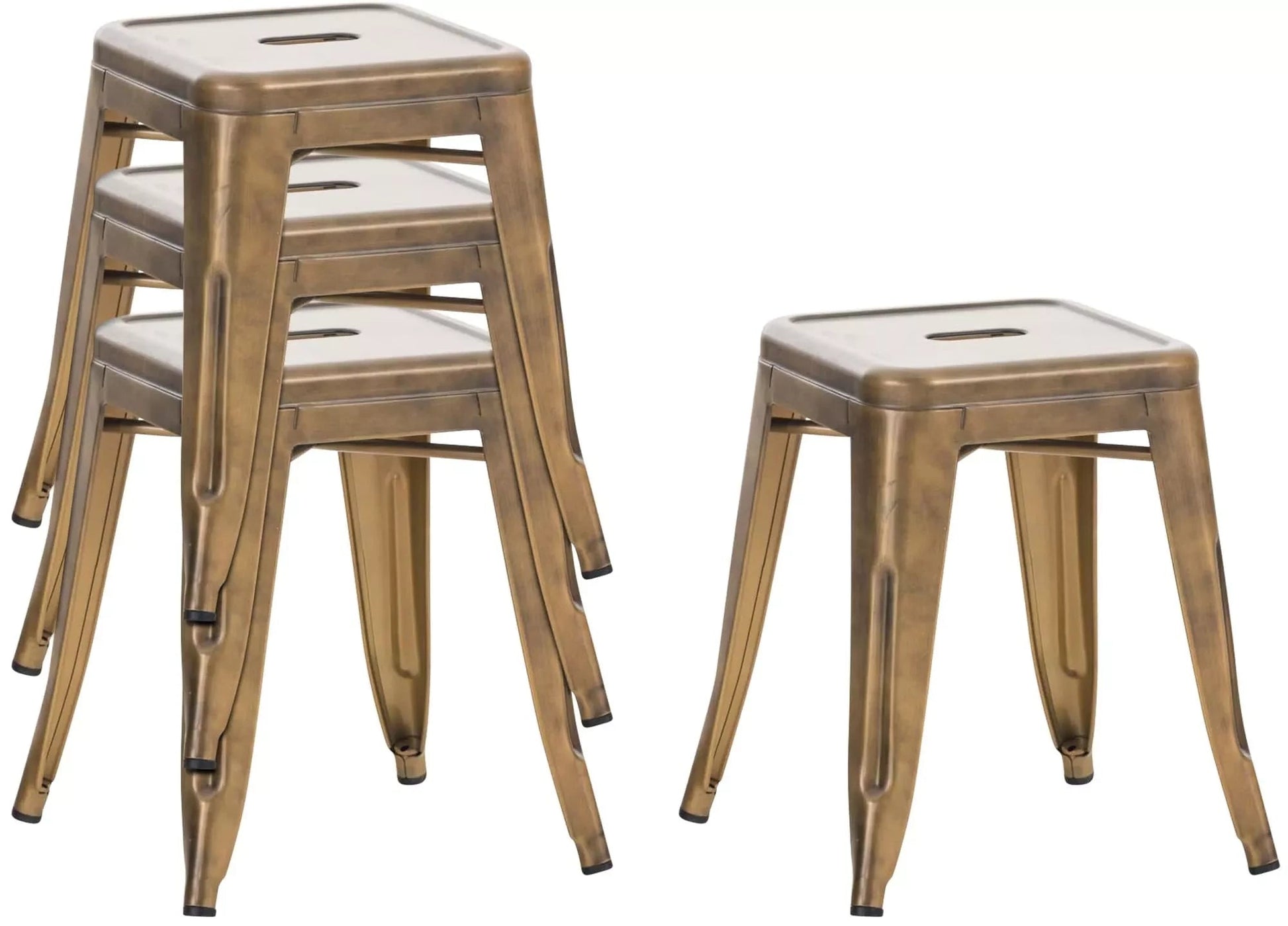 In And OutdoorMatch Industriële Kruk Ben - Koper - Rustiek Design - Set van 1 - Frame met 4 poten - Metalen zitting stool