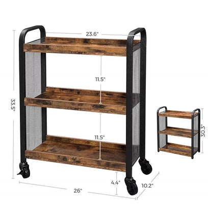 In And OutdoorMatch Keukenkast industrieel Patri - Op wielen - Organizer - Met planken - 66x26x85cm Keuken Trolley