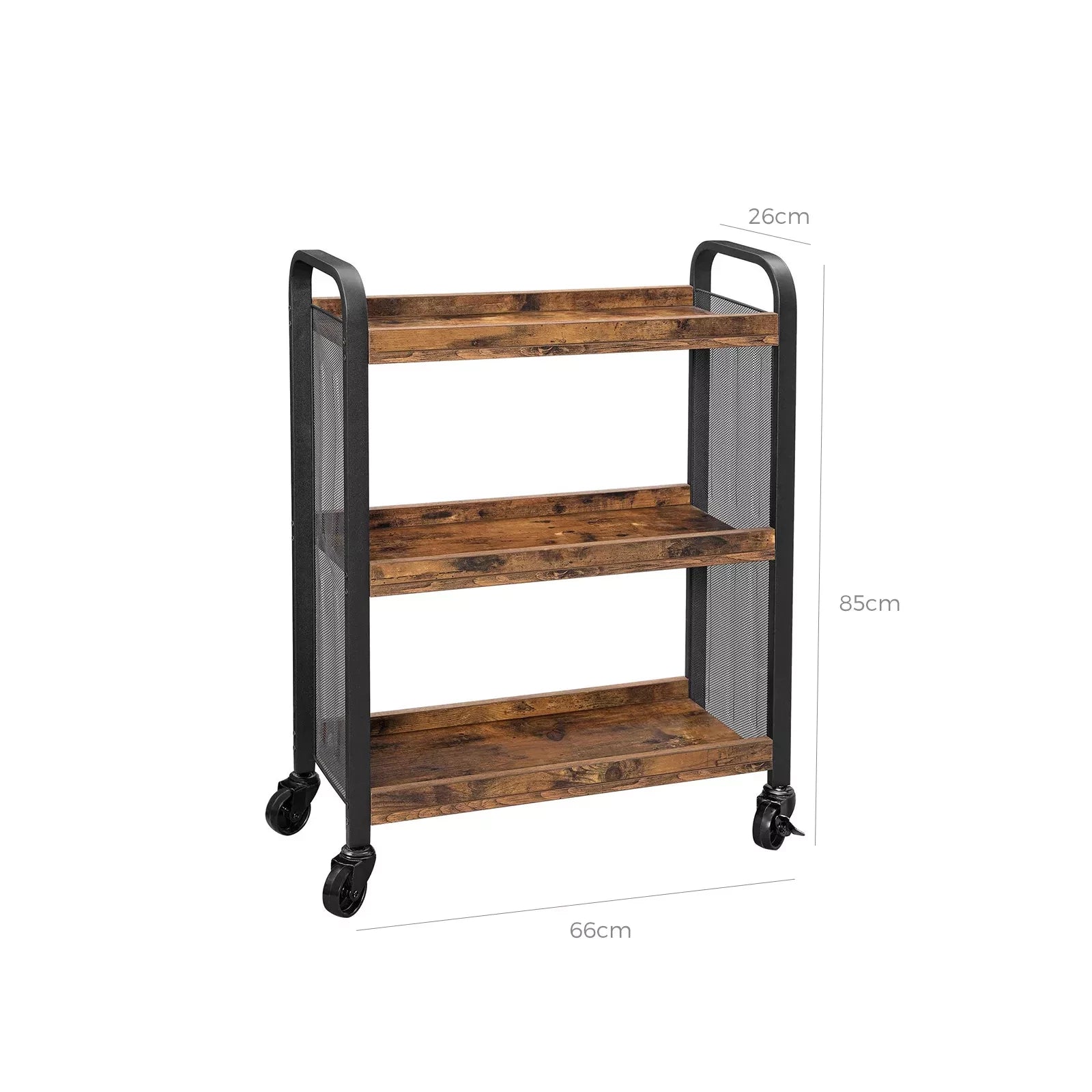 In And OutdoorMatch Keukenkast industrieel Patri - Op wielen - Organizer - Met planken - 66x26x85cm Keuken Trolley