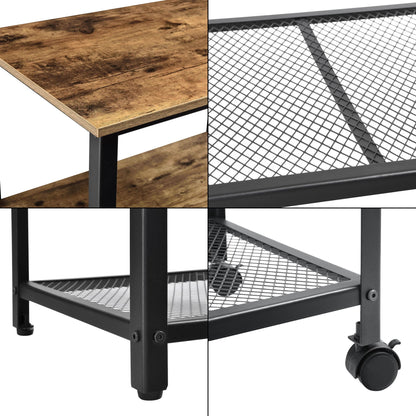 In And OutdoorMatch Keukentrolley Weston - Met 2 Planken - 76.5x60x40 - Houtkleurig en Zwart - Spaanplaat, Metaal en Kunststof - Stijlvol Design Keuken Trolley