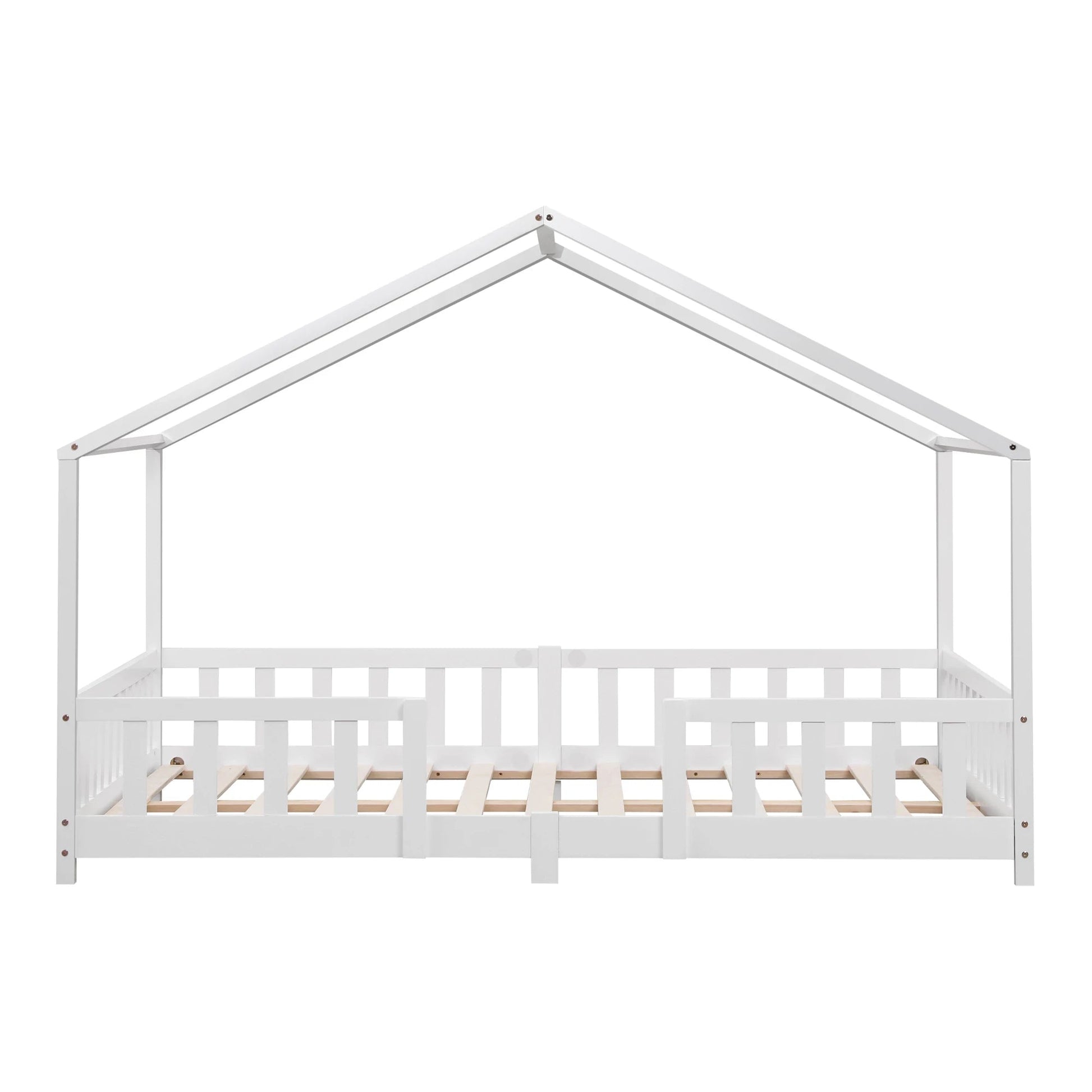 In And OutdoorMatch Kinderbed Allan - Met valbeveiliging - 140x200 cm - Wit Mat - Voor meisjes - Voor jongens - Voor kinderen Kinder bedden