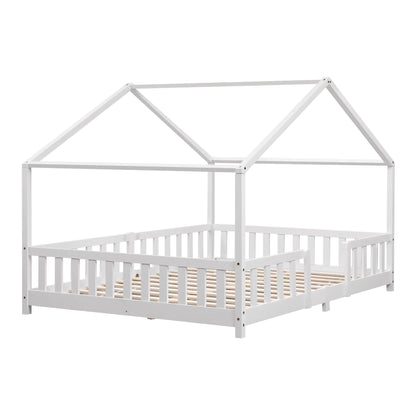 In And OutdoorMatch Kinderbed Allan - Met valbeveiliging - 140x200 cm - Wit Mat - Voor meisjes - Voor jongens - Voor kinderen Kinder bedden