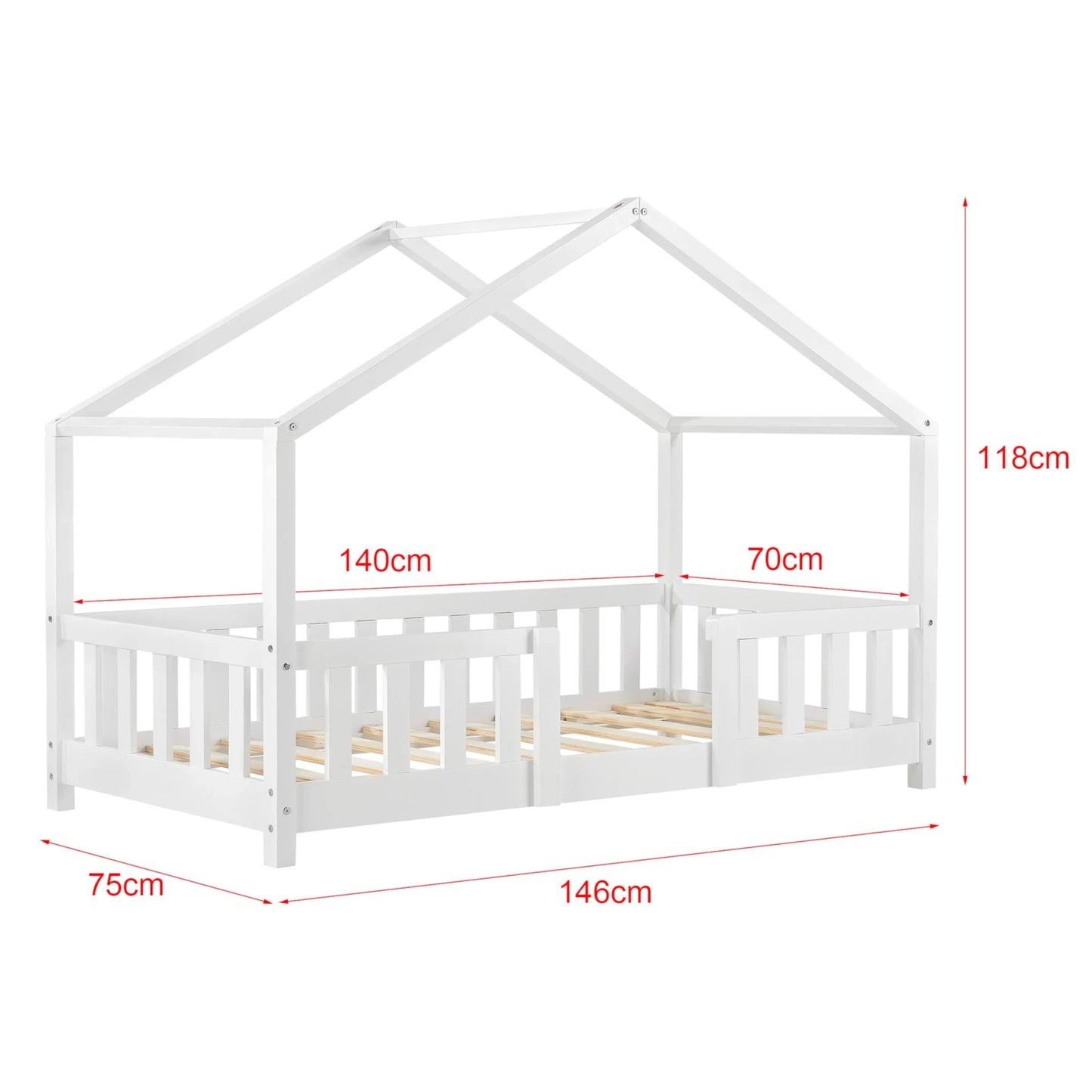 In And OutdoorMatch Kinderbed Cullen - Met valbeveiliging - 70x140 cm - Wit - Voor meisjes - Voor jongens - Voor kinderen Kinder bedden